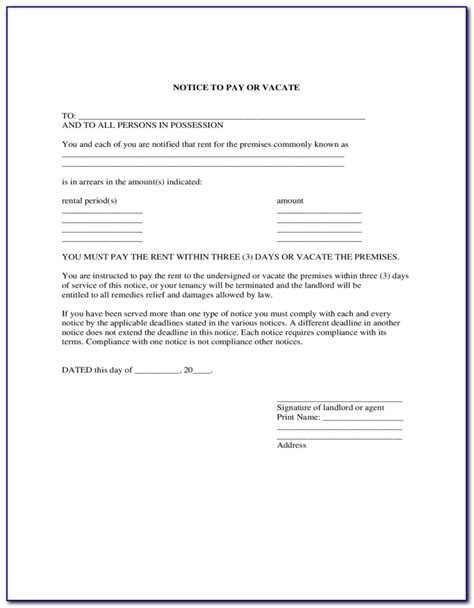 day notice  pay  quit form california
