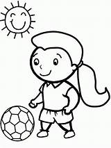 Sunny Coloring Soccer Girl Playing Pages Little Clipart Drawing Ball Cute Clip Girls Cliparts Cartoon Player Easy Weather Kids Goalie sketch template