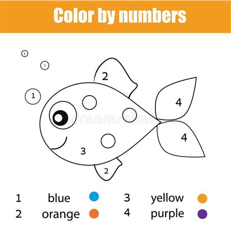 coloring page  fish character color  numbers educational