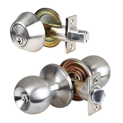 single cylinder deadbolt entrance entry door knob lock combo set stainless steel walmartcom