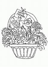 Basket Coloring Flower Flowers Pages Color Mothers Place Library Clipart Drawing sketch template