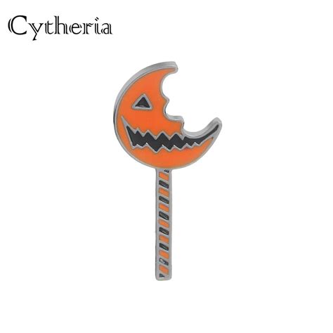 Jack O Lantern Pins And Broches Orange Enamel Pumpkin Monster Brooch