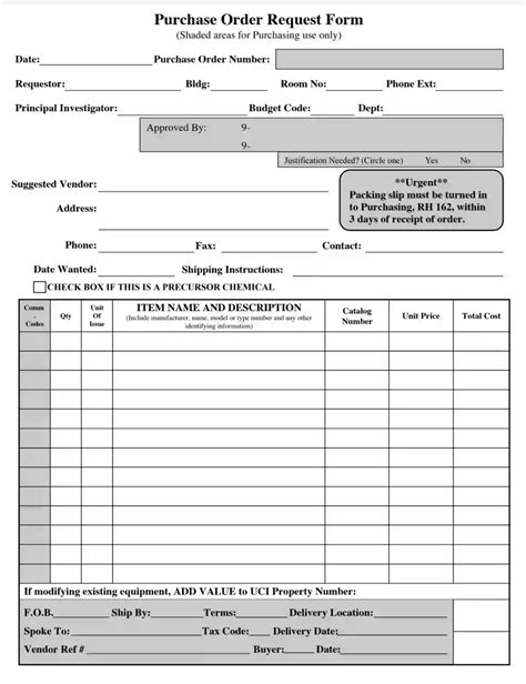 purchase order form fill  printable  forms