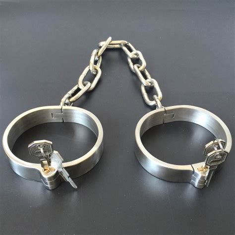 new stainless steel leg irons ankle cuffs metal bondage restraints