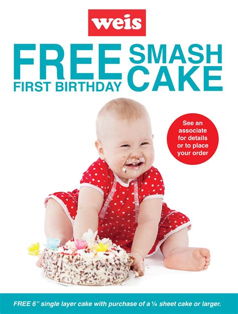 Weis Markets Free Smash Cake With Purchase Of 1 4 Sheet Cake Or