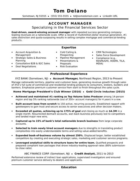 account manager resume template   printable templates
