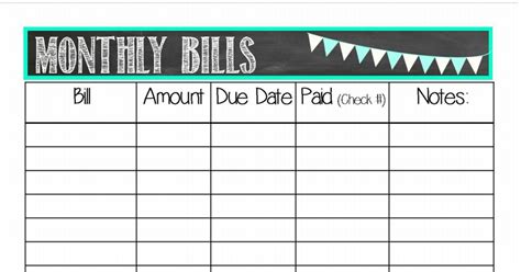 printable monthly bills  organized life pinterest