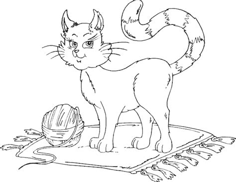 cat  ball  yarn coloring page coloringcom