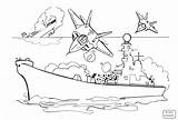 Battleship Coloring Pages Carrier Aircraft Print Bombs Ships Mustang Printable Ship Color Drawing Battle Sailing Military Attacking Air Kids Navy sketch template