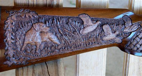 custom gun stock carving gun engraving custom wood carving  lance larson studio