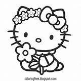 Coloring Kitty Hello Printables Cute Pages Teenage Drawing Illustration Flower Color Sheets Hippy Youngsters Painting Printable Kids Lessons Power sketch template