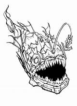 Coloring Pages Fish Scary Creepy Angler Color Drawing Colouring Anime Printable Getcolorings Getdrawings Toppng Print Choose Board sketch template