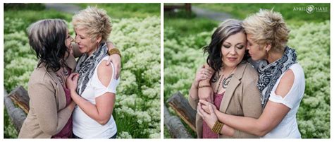 Colorado Lesbian Engagement Photos During Spring In Golden Lesbian