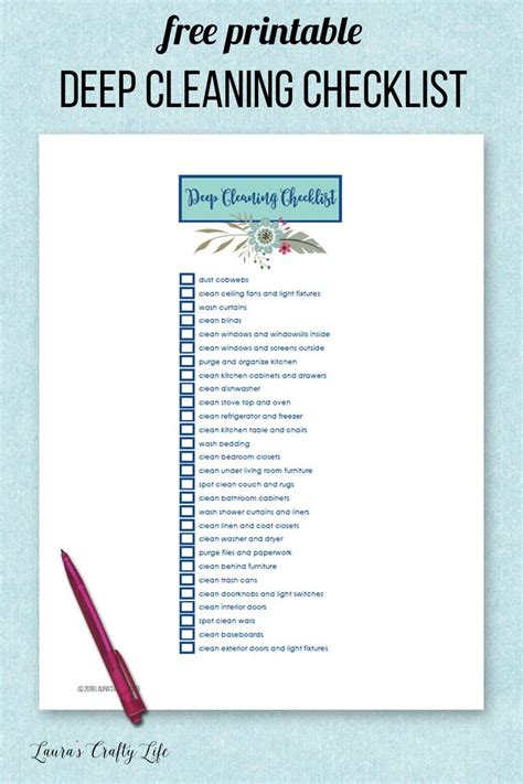 day  printable deep cleaning list deep cleaning checklist