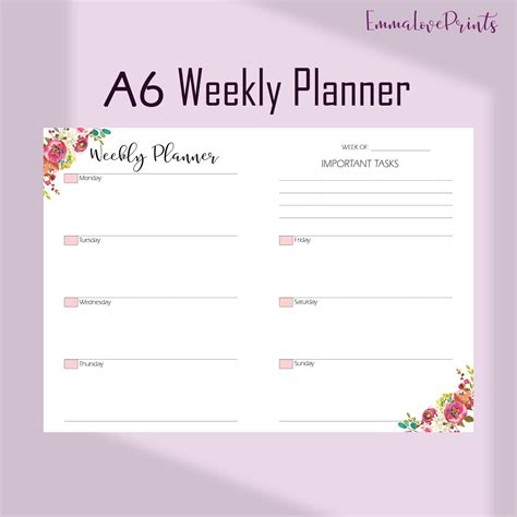planner inserts  tn inserts weekly planner pages  etsy