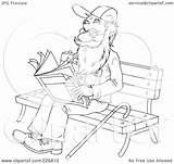 Bench Coloring Man Outline Reading Clipart Senior Illustration Royalty Rf Bannykh Alex sketch template
