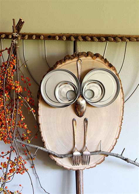 diy wood slice owl house  hawthornes