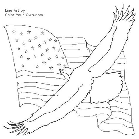 bald eagle  american flag coloring page
