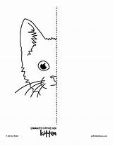 Symmetry Drawing Worksheets Coloring Pages Worksheet Kids Finish Half Complete Kitten Face Symmetrical Printable Cat Line Activity Activities Printables Drawings sketch template