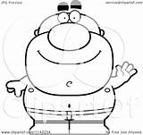 Waving Pudgy Swimmer Male Clipart Cartoon Outlined Coloring Vector Thoman Cory Royalty sketch template