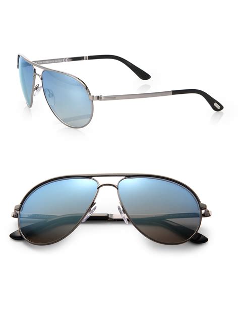 Tom Ford Marko 58mm Aviator Sunglasses In Blue For Men Blue Silver Lyst