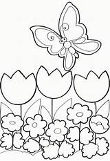 Coloring Pages Kids Flower Para Butterfly Printable Mariposas Butterflies Primavera Easy Imprimir Flowers Borboleta Template Da Colorare Schmetterling Coloriage sketch template