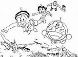 Doraemon Sketsa Nobita Mewarnai Belajar Kawan Teman Temannya sketch template