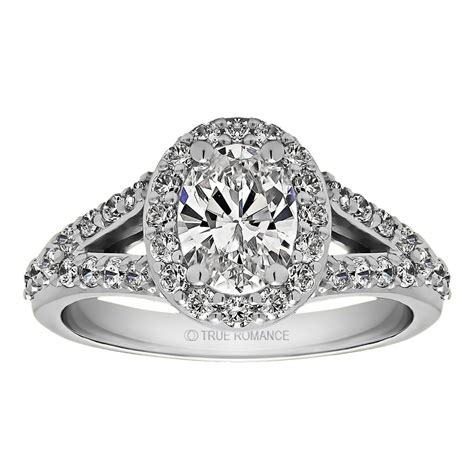 Oval Cut Split Shank Halo Diamond Engagement Ring Rm1075v
