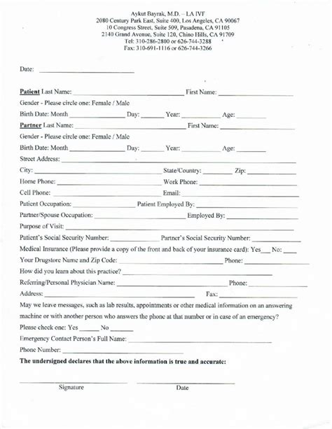 printable patient demographic update form printable forms