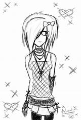 Anime Girl Emo Coloring Pages Girls Punk Deviantart Colourless Drawings Drawing Getdrawings sketch template