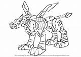 Metalgarurumon Digimon Draw Drawing Step Learn Paintingvalley sketch template