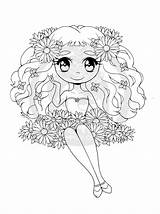 Flowery Chibis sketch template
