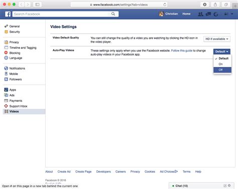 how to disable video autoplay on facebook