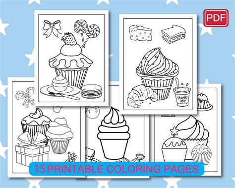 cupcake coloring pages  printable cupcake coloring pages  etsy
