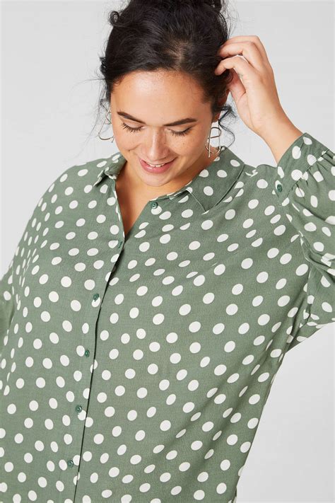 ca xl yessica blouse met stippen groen wehkamp