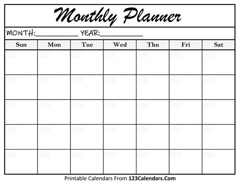 printable monthly planner templates calendarscom