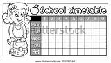 Timetable Coloring Vector Book School Eps10 Illustration sketch template