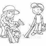 School Coloring Pages Cleaning Clean Students Printable Helping Their sketch template
