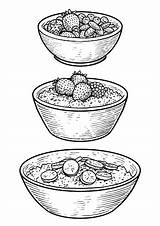 Oatmeal Drawing Vector Illustration Engraving Ink Line Almond sketch template