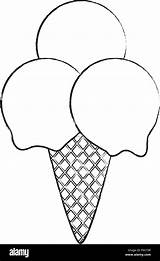 Scoops Boules Glace Cornet Creams sketch template