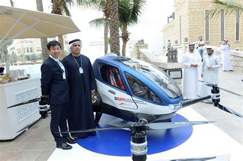 dubais pilotless flying taxi drones   carrying passengers