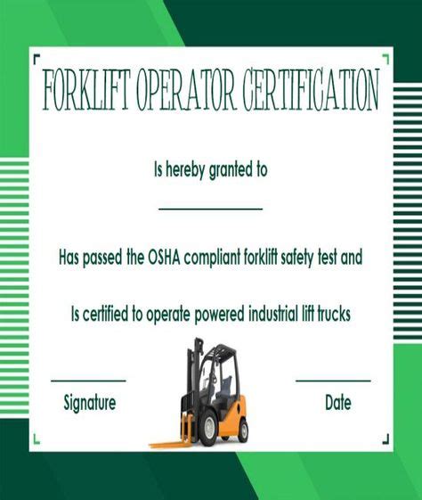 forklift certification card template ideas forklift card template