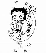 Betty Boop Coloring Pages Kids Simple Print sketch template