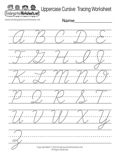 printable cursive handwriting worksheet  kindergarten fb