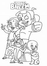 Bheem Chota Coloring Pages Kids Print Printable Sketch Choota Bhm Color Search sketch template