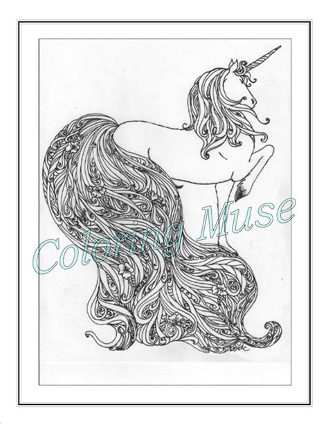 unicorn coloring page printable coloring page adult coloring etsy