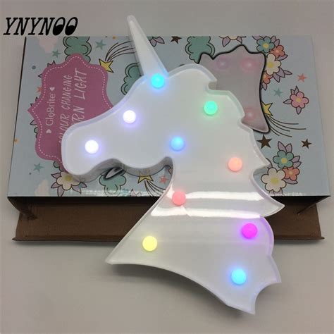 ynynoo color changing cute unicorn head action figures led night light  wall  children