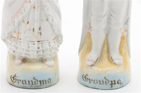 German Porcelain Grandma And Grandpa Figurines Early 20th Century