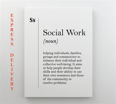 social work definition canvas print social worker gift etsy