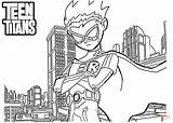 Titans Teen Coloring Robin Pages Printable Cartoon Manga Supercoloring Drawing sketch template